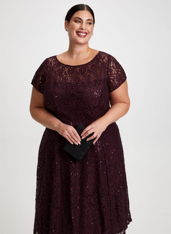 Sequin Embellished Lace Dress