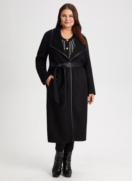 Wrap Style Wool Blend Coat