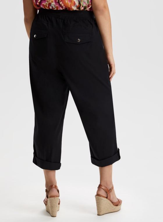 Cotton Drawstring Waist Cargo Capris