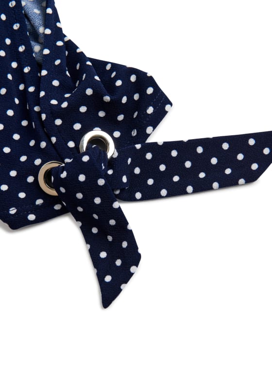 Dot Print Cold Shoulder Dress