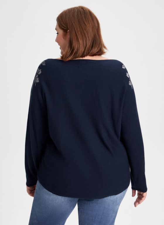 Rhinestone Detail Knit Sweater