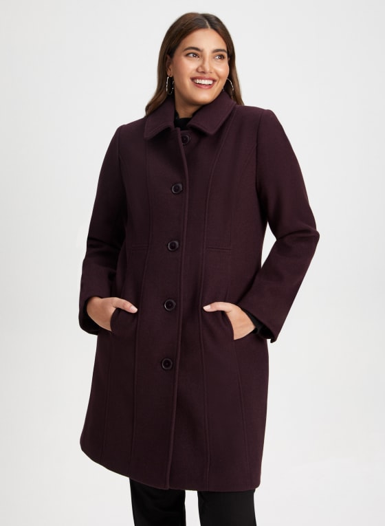 Stretch Wool Blend Coat