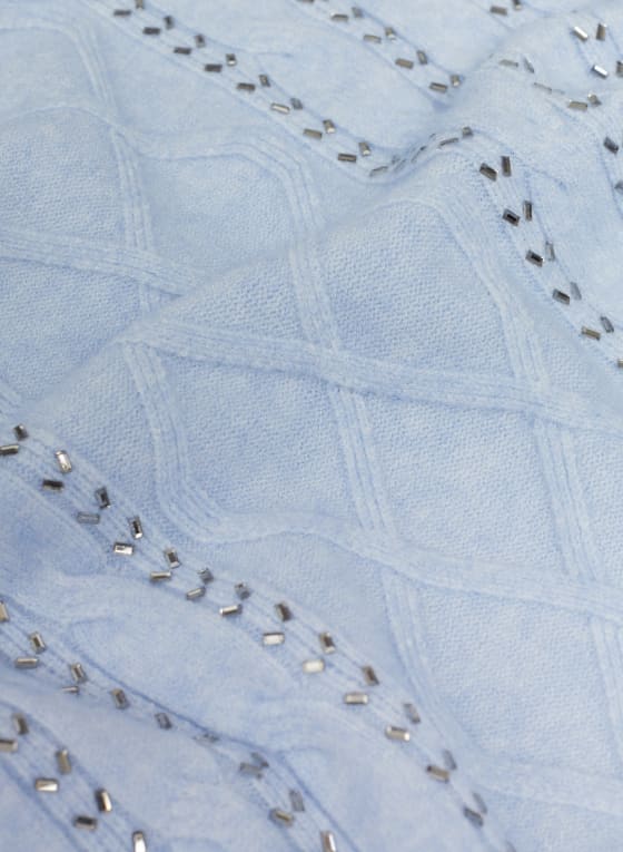 Beaded Cable Knit Motif Sweater