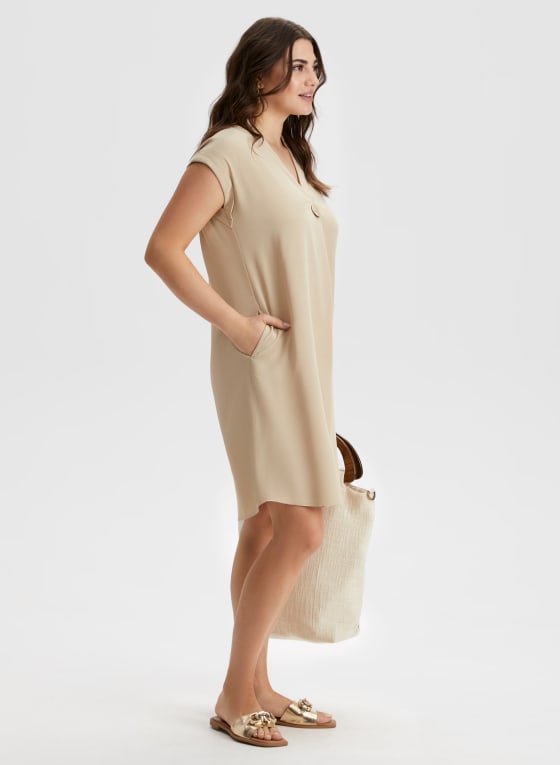 Button Detail Short Sleeve Dress