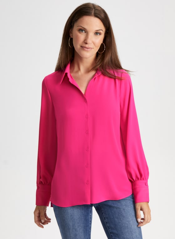 High-Low Long Sleeve Blouse