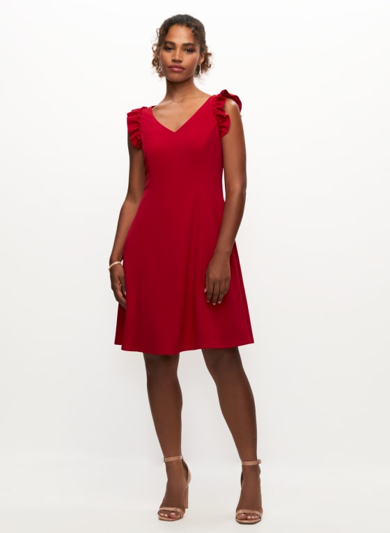 V-Neck Ruffle Detail Dress