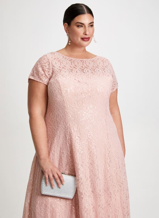 Sequin Embellished Lace Dress