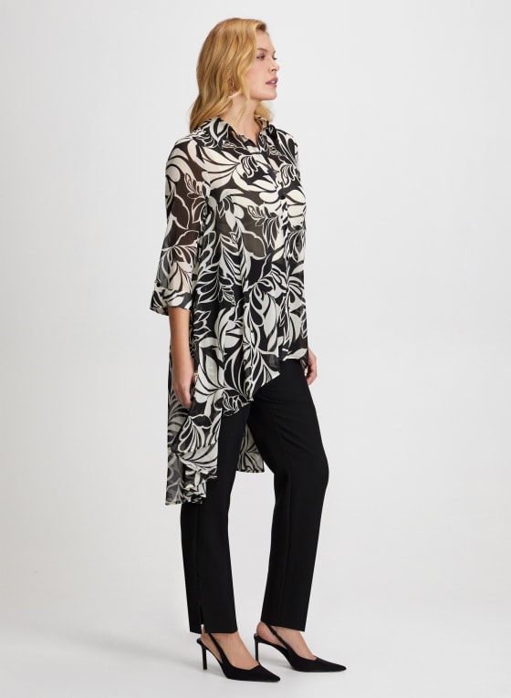 Asymmetric Leaf Print Blouse