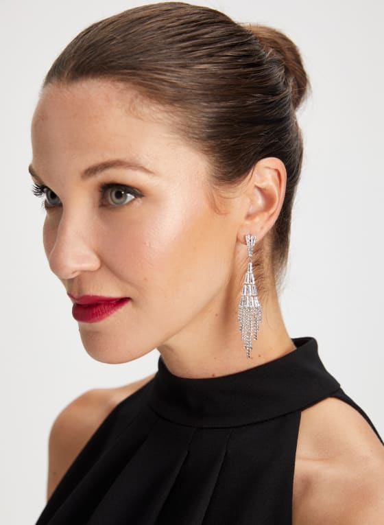 Cubic Zirconia Crystal Dangle Earrings