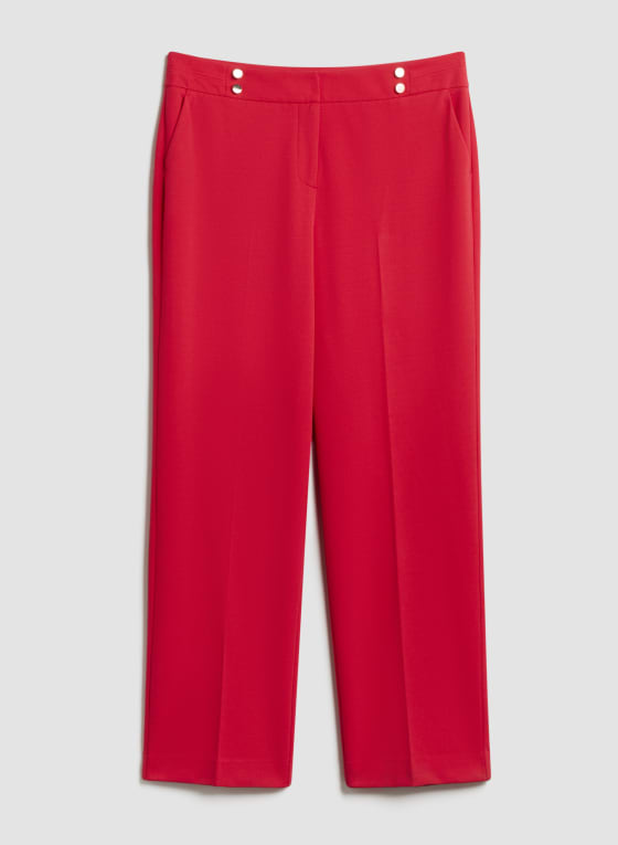 Button Detail Wide Leg Pants
