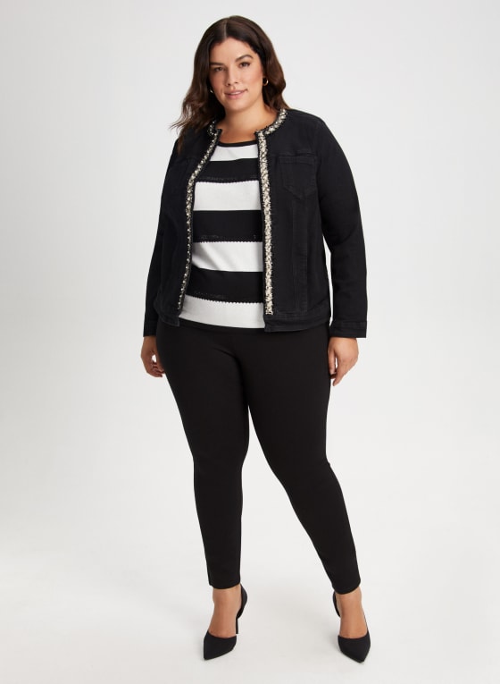Rhinestone Detail Striped Sweater