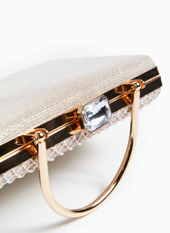 Crystal Closure Sequin Mesh Clutch