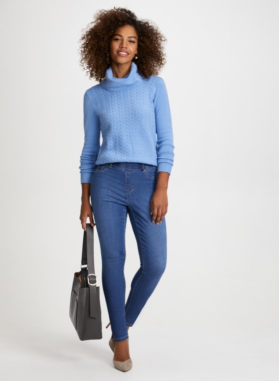 Cowl Neck Cable Knit Sweater