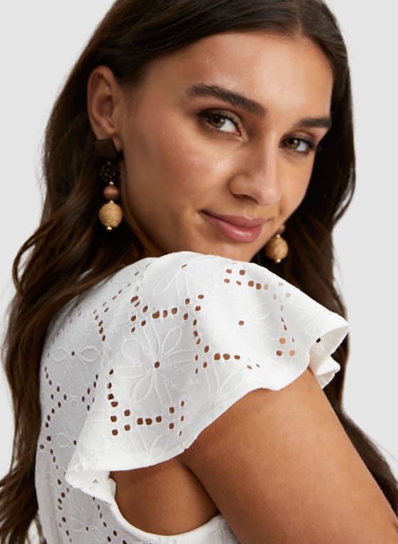 Short Sleeve Eyelet Top