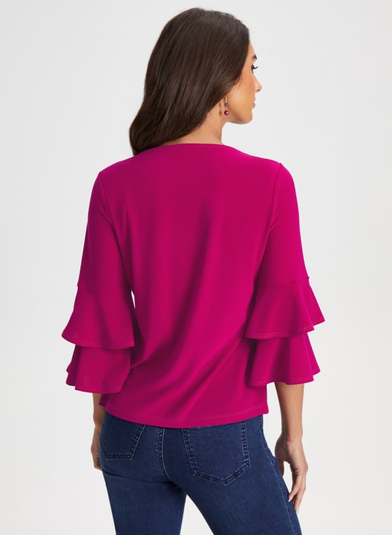 Ruffle Sleeve Keyhole Top