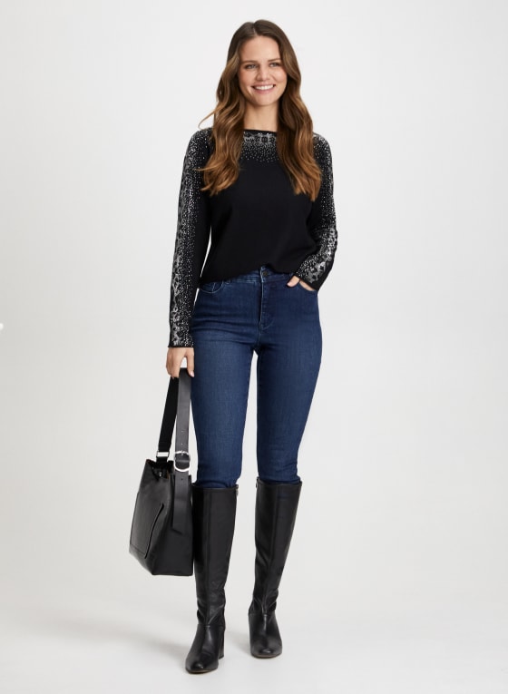 Rhinestone Animal Motif Sweater