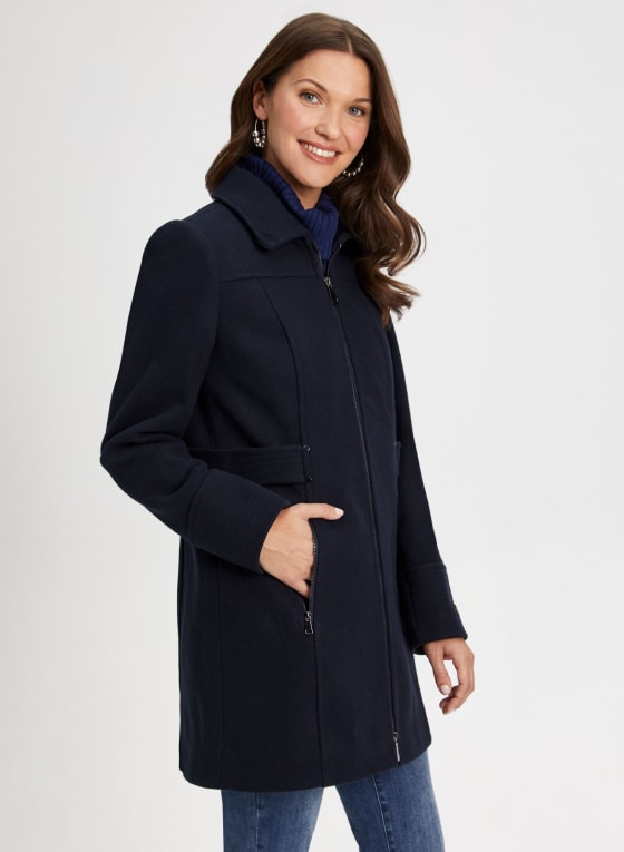 Tab Detail Wool Blend Coat