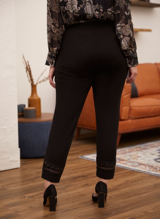 Straight Leg Mesh Detail Pants