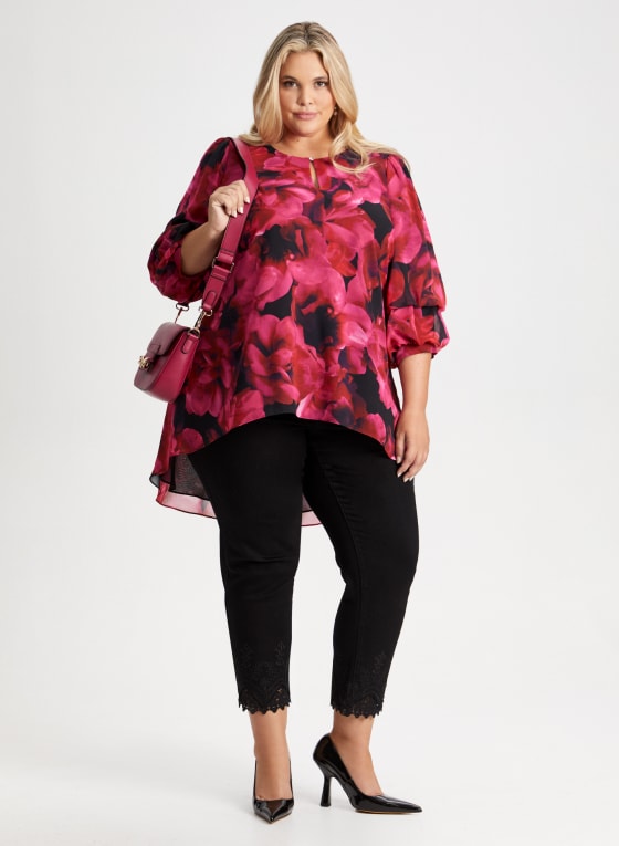 Floral Motif High-Low Tunic
