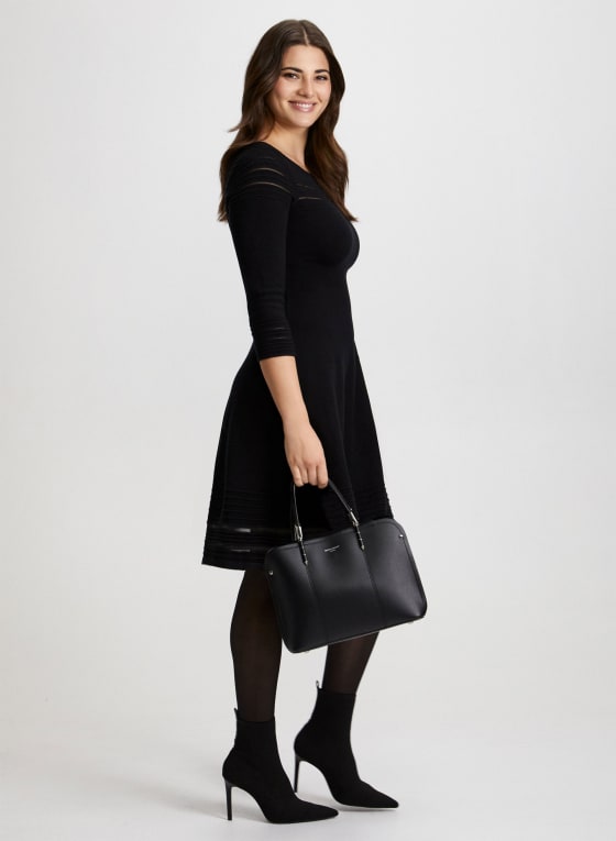 Metallic Stripe Motif Sweater Dress