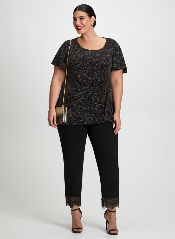 Short Sleeve Buckle Detail Top