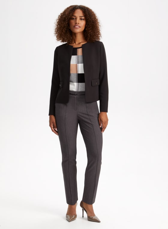 Rhinestone Trim Colour Block Sweater