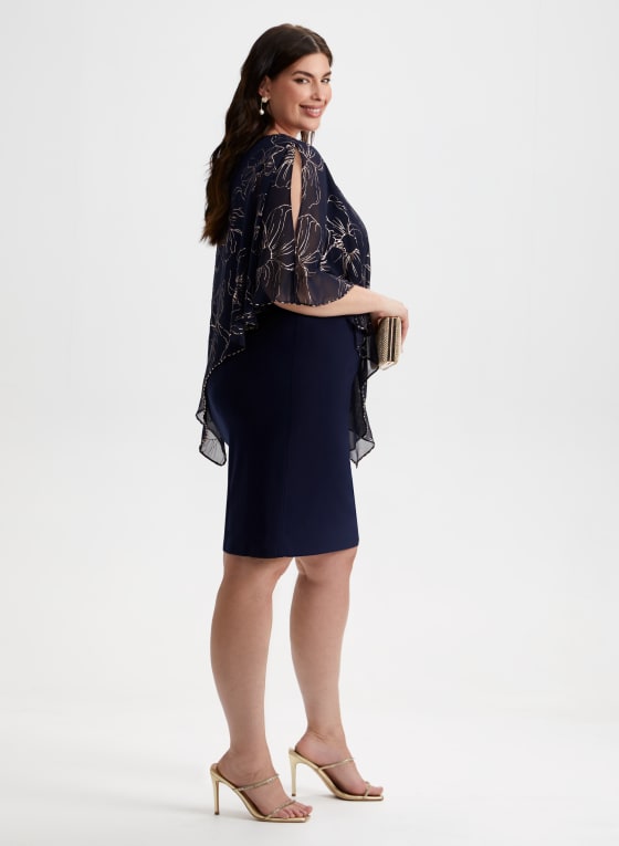 Floral Chiffon Poncho Dress