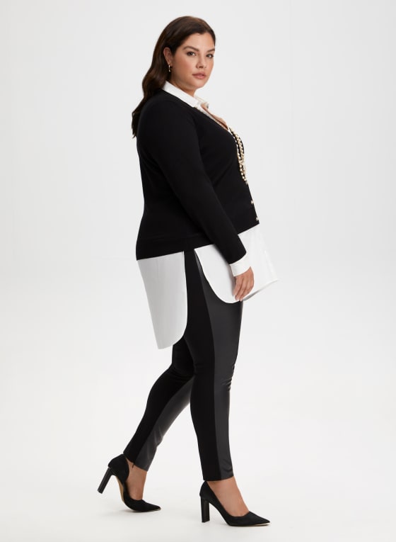 Vegan Leather Front Leggings