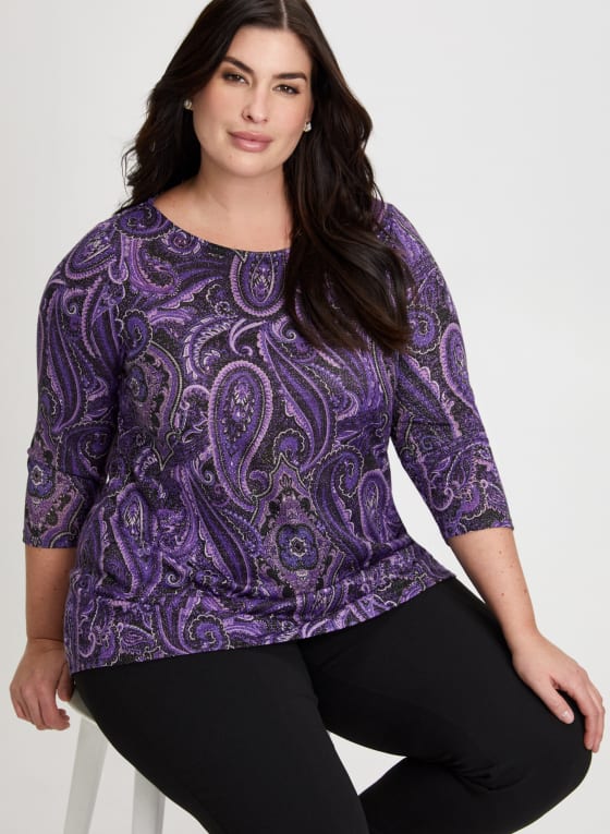 Paisley Print 3/4 Sleeve Top