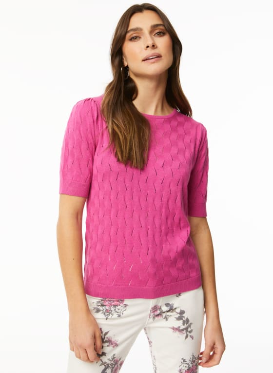 Short Sleeve Pointelle Sweater