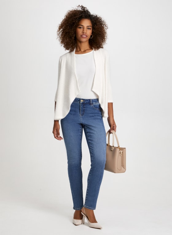 Cascading Open Front Bouclé Cardigan
