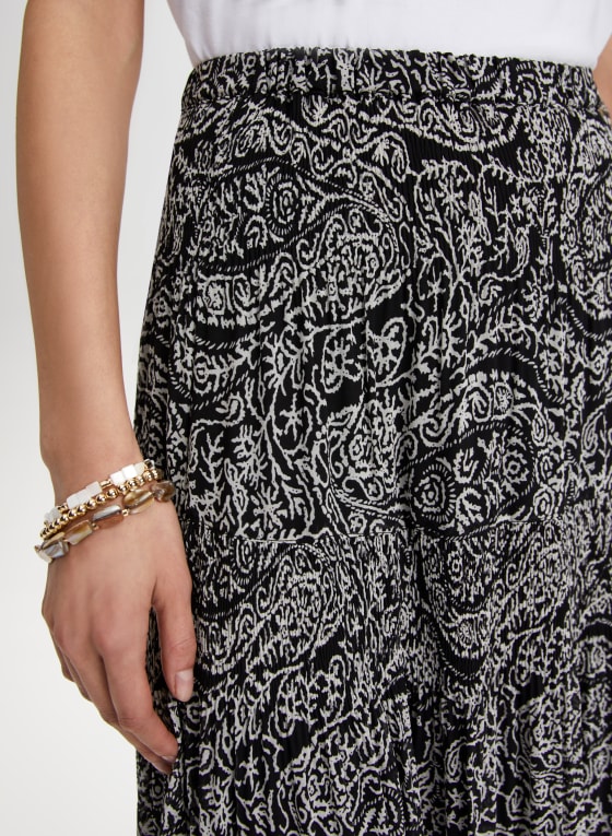 Pull-On Paisley Print Skirt