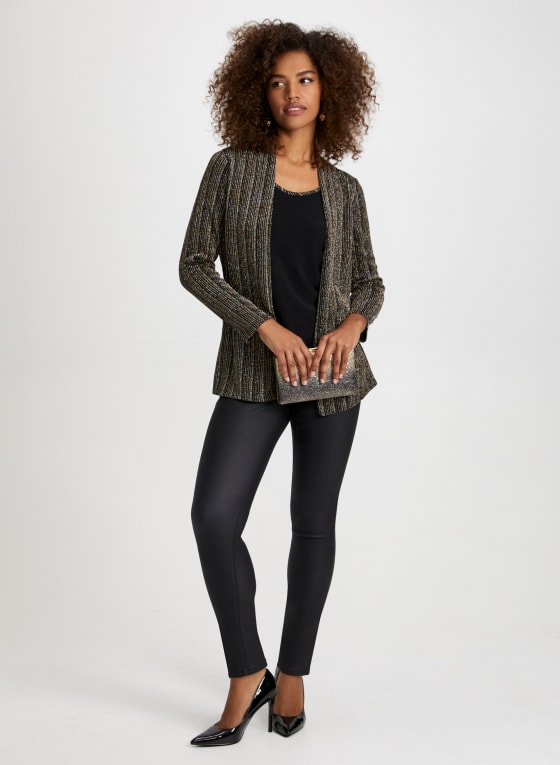 Metallic Stripe Fooler Top