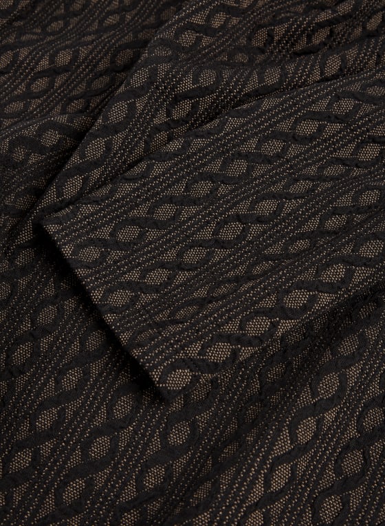 Cable Print Open Front Jacket