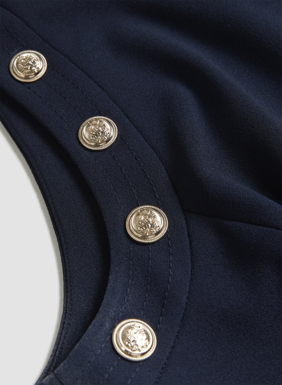 Button Detail Sleeveless Dress