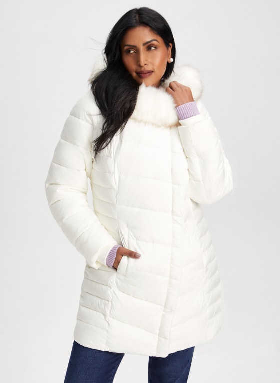 Quilted Asymmetrical Vegan Down Coat