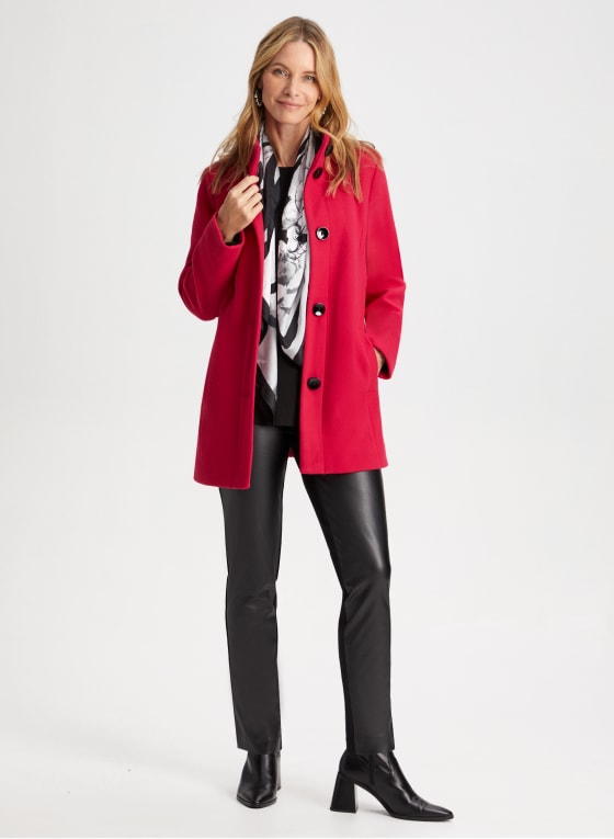 Stretch Faux Wool Coat