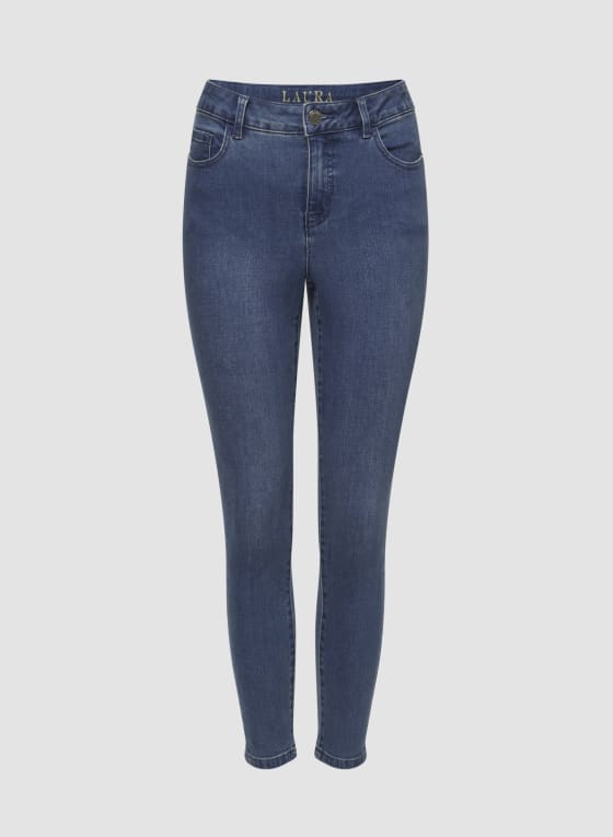 Rhinestone Trim Slim Leg Jeans