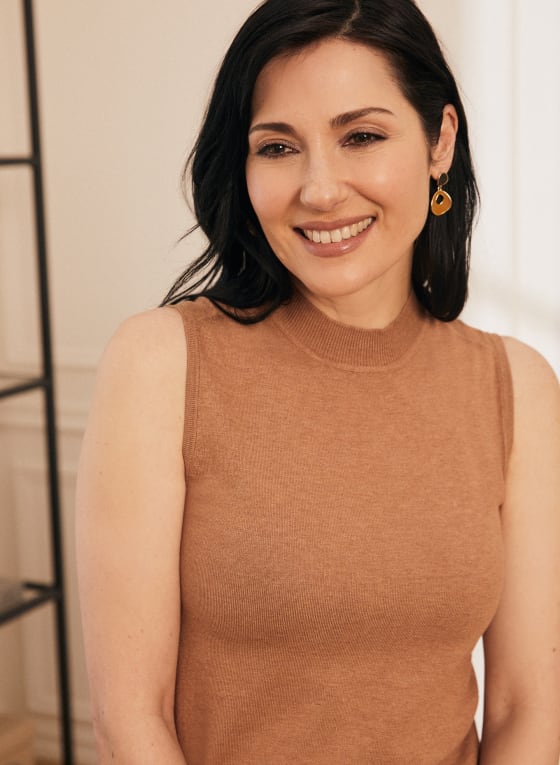 Mock Neck Sleeveless Sweater