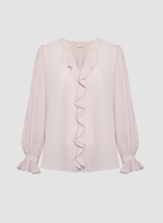 V-neck Ruffle Front Blouse