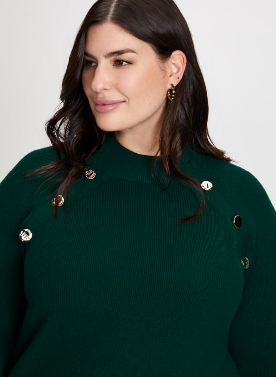 Button Detail Tunic Sweater