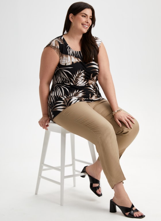 Palm Leaf Print Sleeveless Top