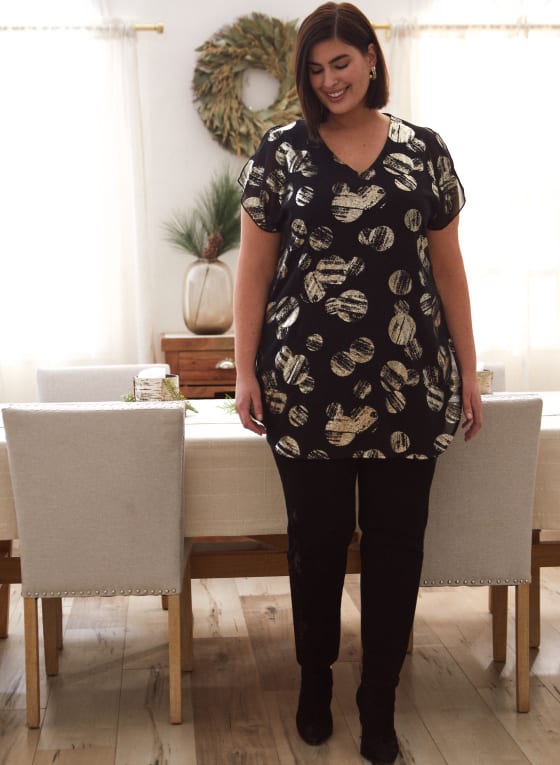 Dot Print Chiffon Tunic