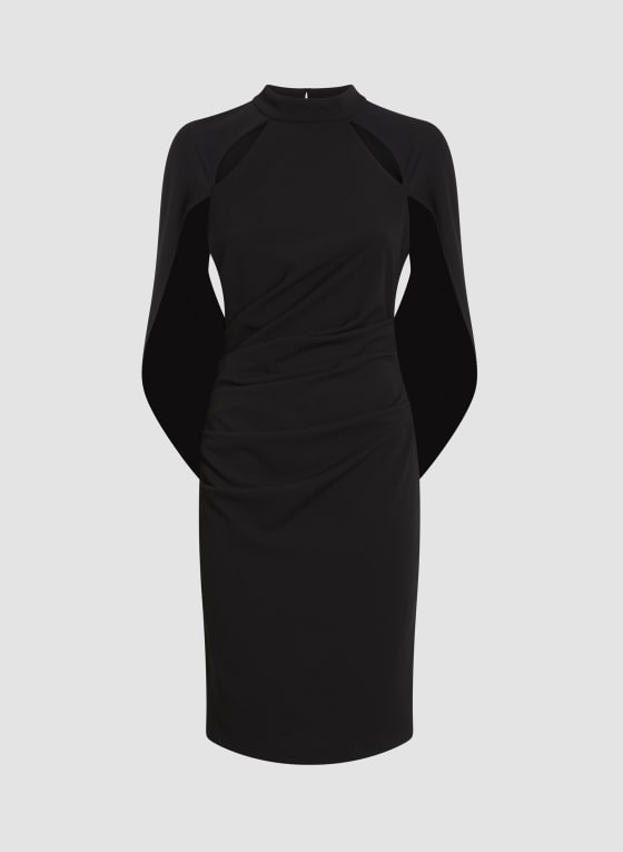 Cut-Out Detail Drape Sleeve Dress