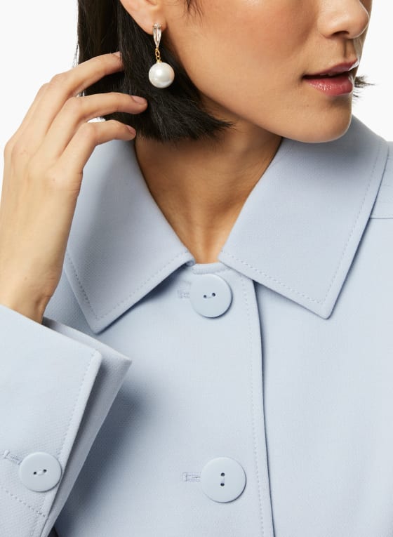 Button Front Tricotine Trench Coat