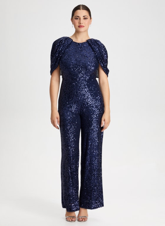 Sequin Jumpsuit with Cape