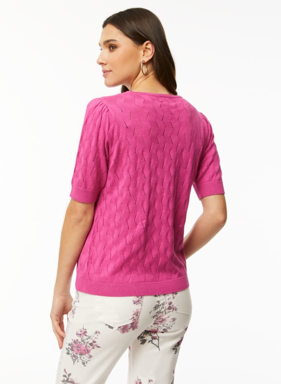 Short Sleeve Pointelle Sweater