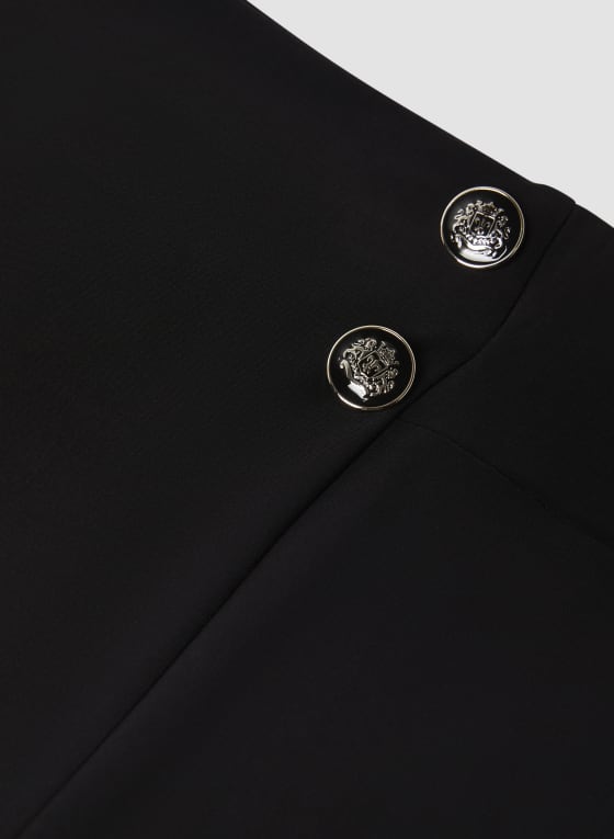 Pull-On Button Detail Skirt
