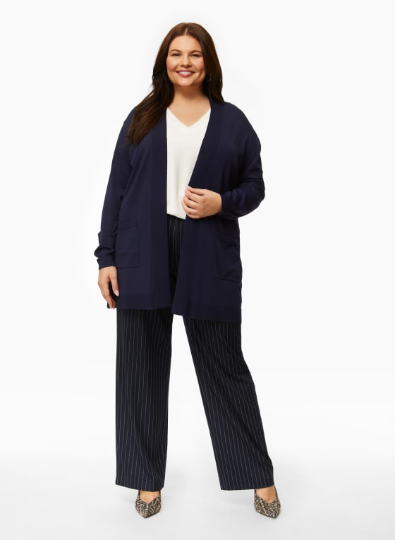 Pull-On Stripe Print Straight Leg Pants
