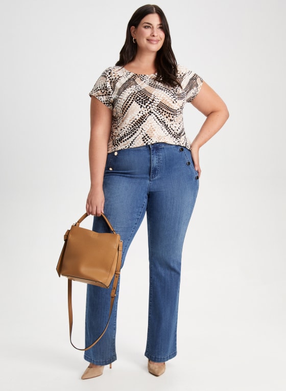 Cap Sleeve Dot Print Top